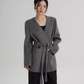 Collarless Wool Coat with Choker SRS0393