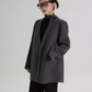 Collarless Wool Coat with Choker SRS0393