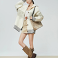 Cowichan-Style High Neck Knit Cardigan FER0372