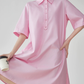 Pink Short-Sleeve Shirt Dress FER0175