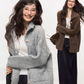 Stand Collar Knit Cardigan/Wide Denim Pants ELS0015