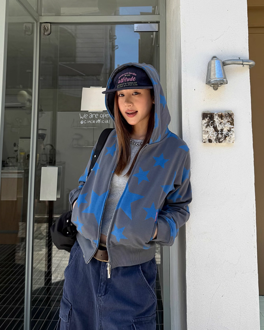 Star Print Zip Up Hoodie CYE0051
