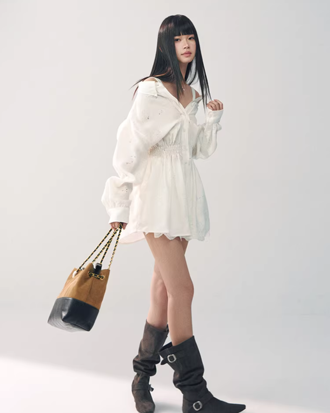 Off-Shoulder Long Sleeve Lace Dress RCR0017