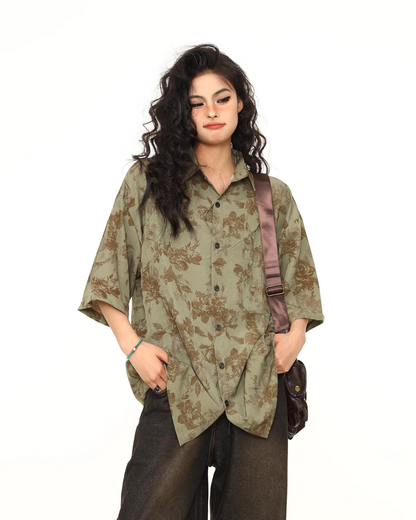 Vintage Floral Loose Shirt WDZ0011