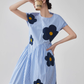 Floral Plaid Short-Sleeve Shirt Dress FER0092