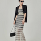 Striped Tube Top / Back Slit Long Skirt LLA0115