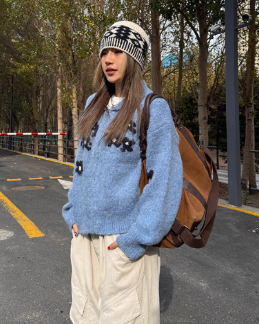 Flower Motif Knit Zip Jacket CYE0016