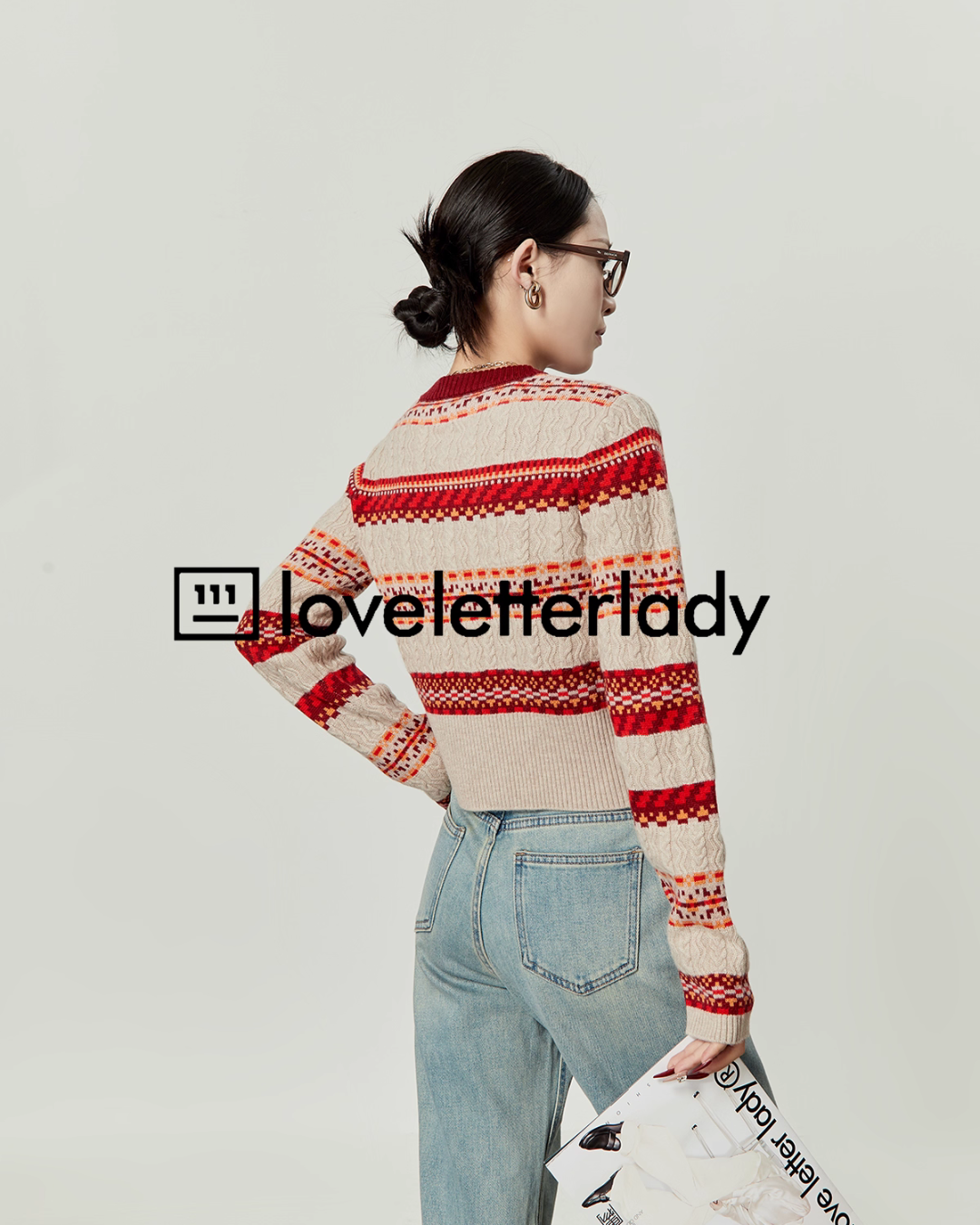 Red Striped Jacquard Knit LLA0549