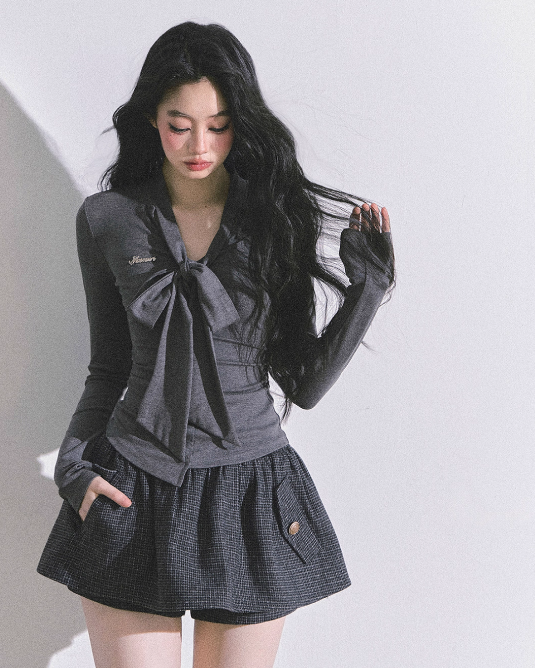 Ribbon Tie Long Sleeve Top LAS0039