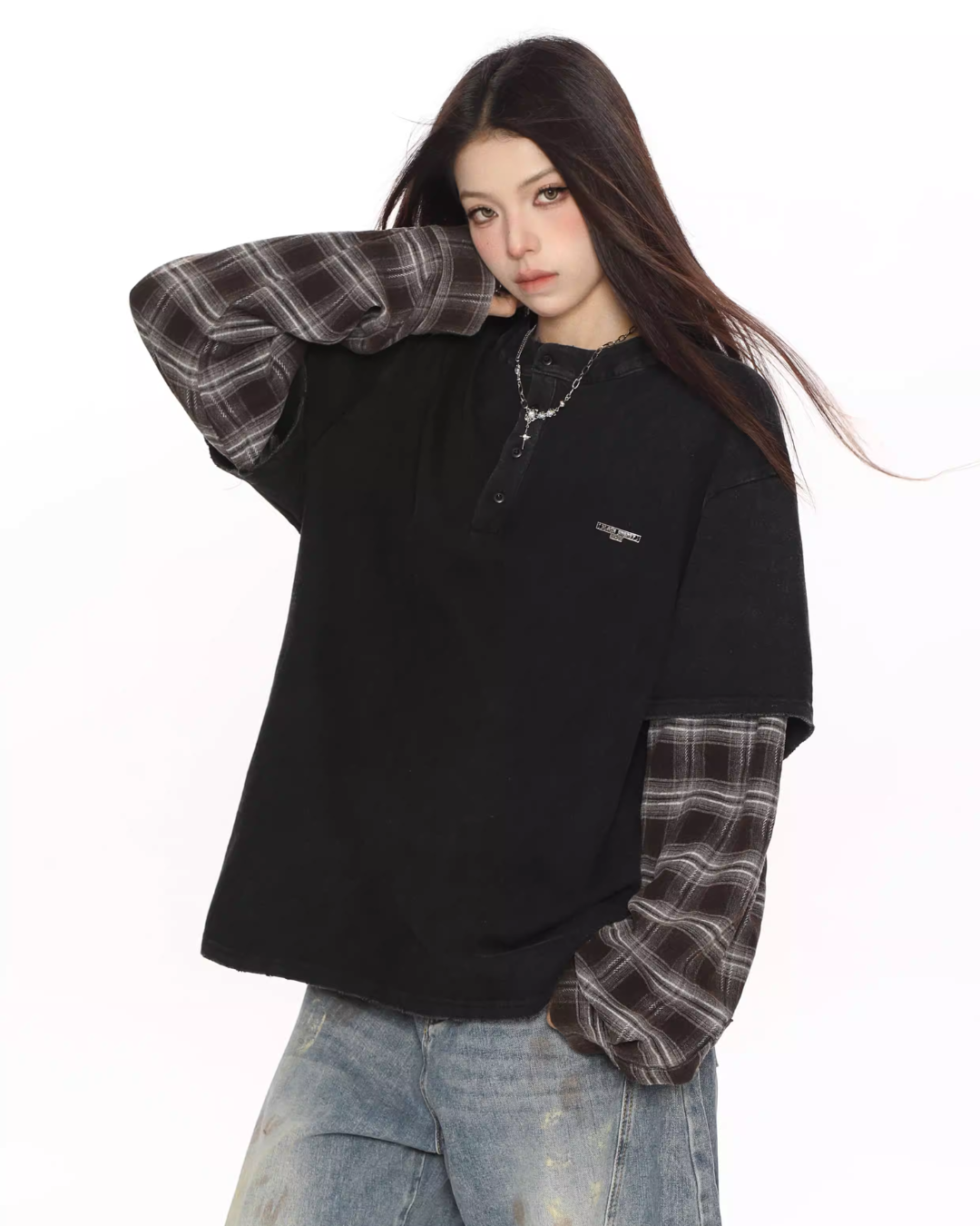 Plaid Two-Piece Long Sleeve T-Shirt BGS0046
