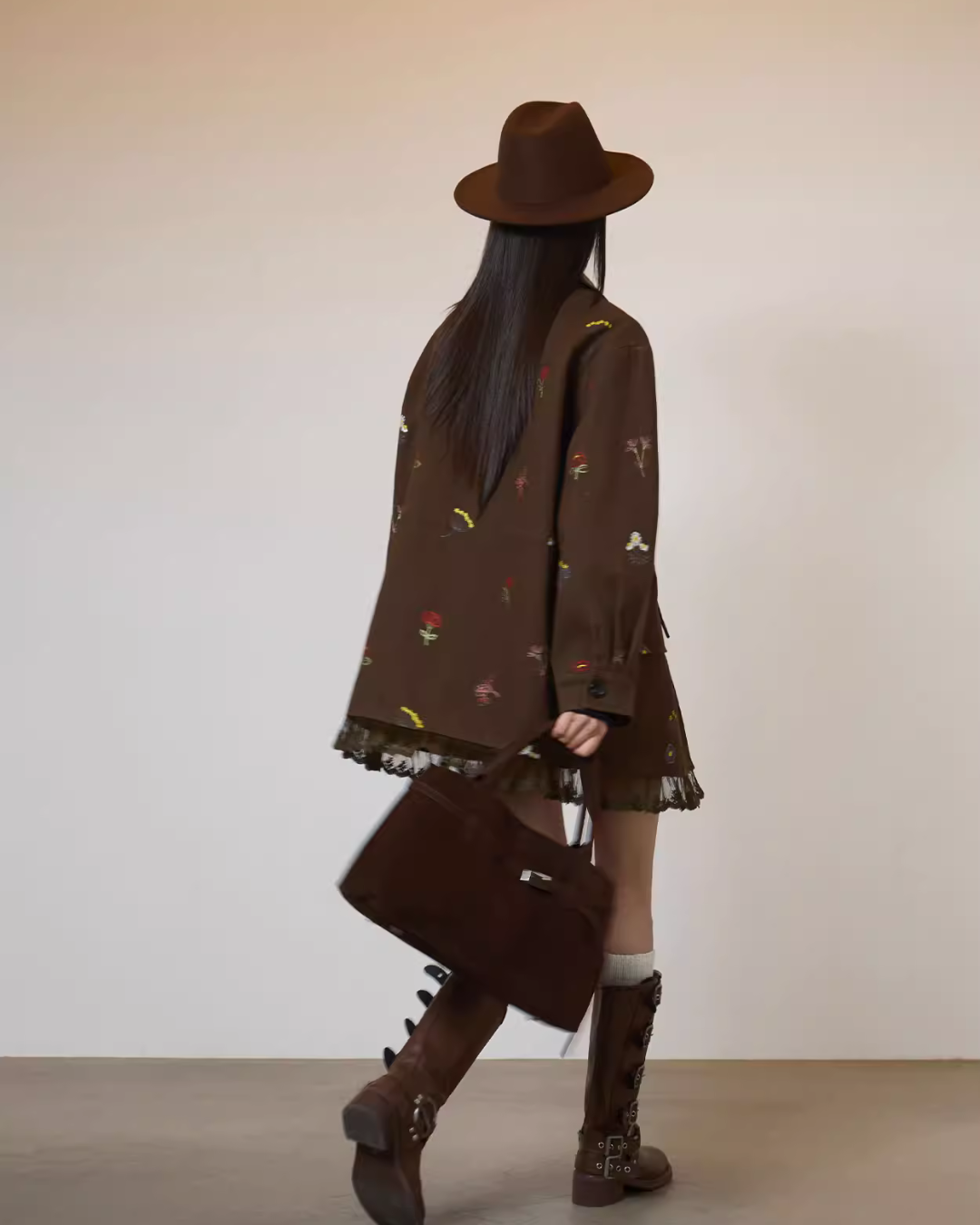 Brown Lace Patchwork Jacket SUY0020