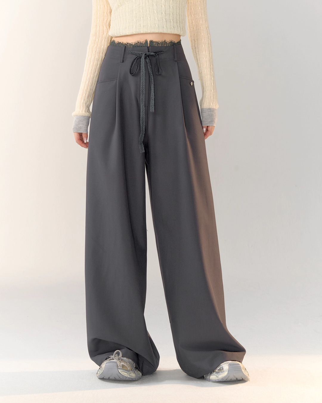 Race Ribbon Loose Slacks Pants ASG0061