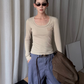 U-Neck Pocket Long Sleeve T-Shirt WWP0005