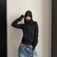 High-Neck Hooded Zip-Up Hoodie YLS1057