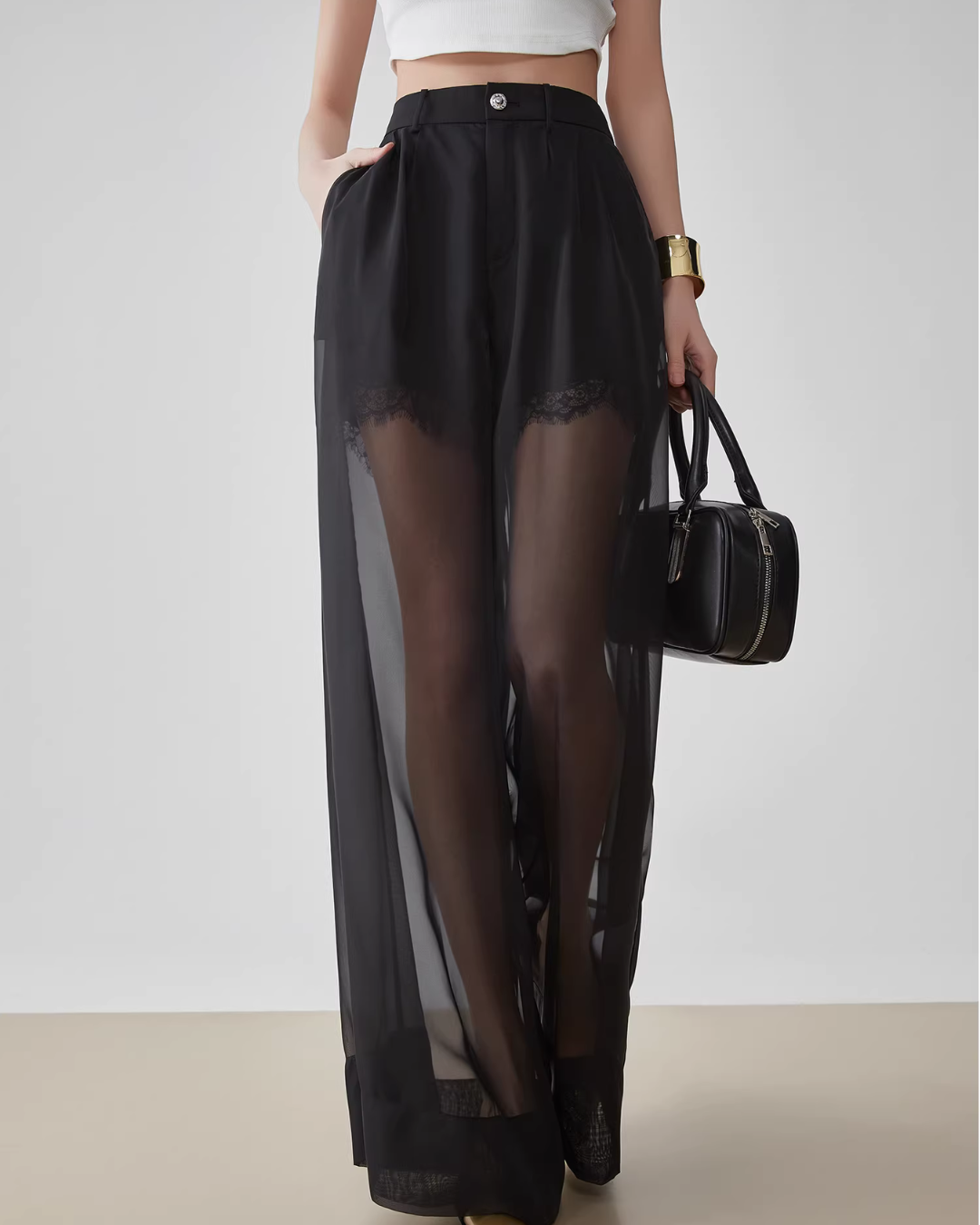 Layer Sheer High-Waist Pants FER0069