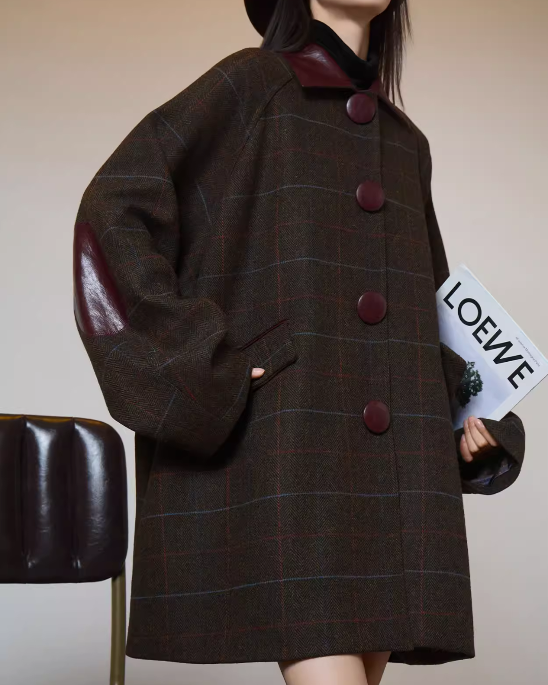 Patchwork Lapel Wool Coat  SUY0021