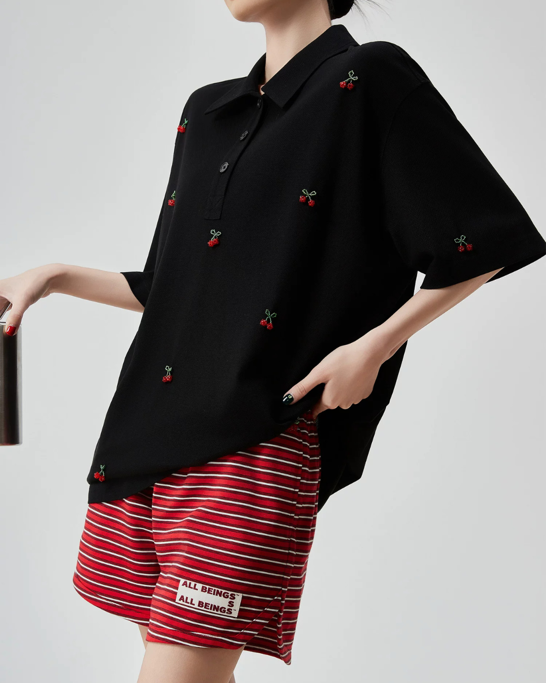 Cherry Embroidery Polo Knit Shirt FER0225