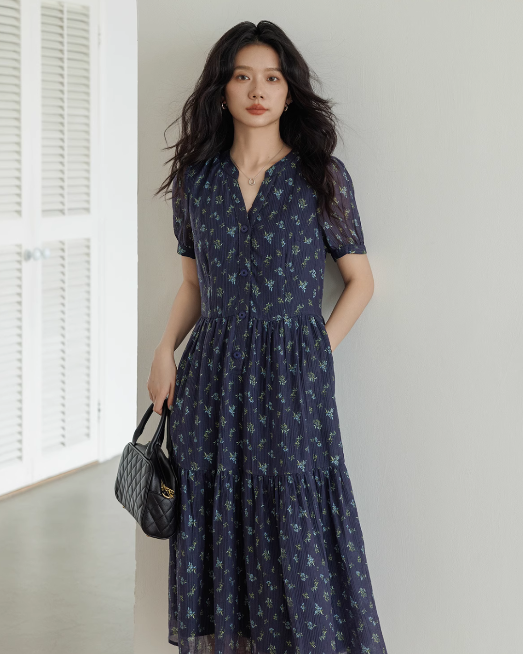 Key Neck Floral Dress VAS0121