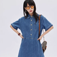 Polo Collar Denim Shirt Dress SHN0035