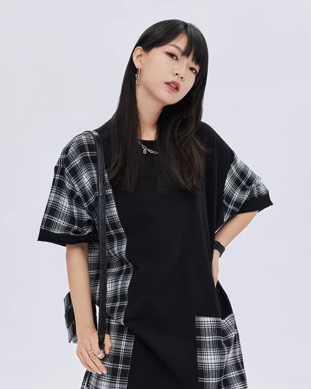 Irregular Patchwork Checkered Dress SHN0038