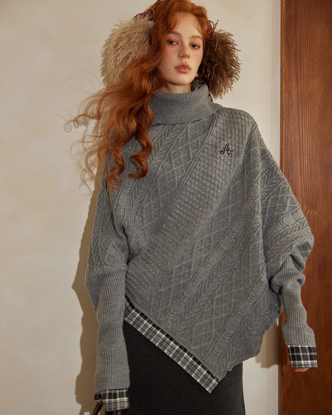 Cable Knit Poncho ASG0055