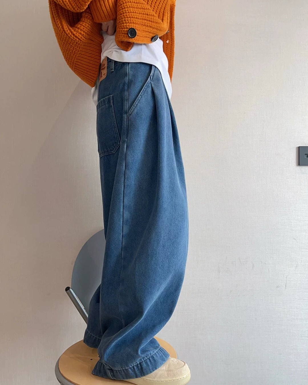 Retro Washed Blue Wide Jeans DAZ0001