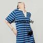 Border Short Sleeve Knit Dress LLA0440
