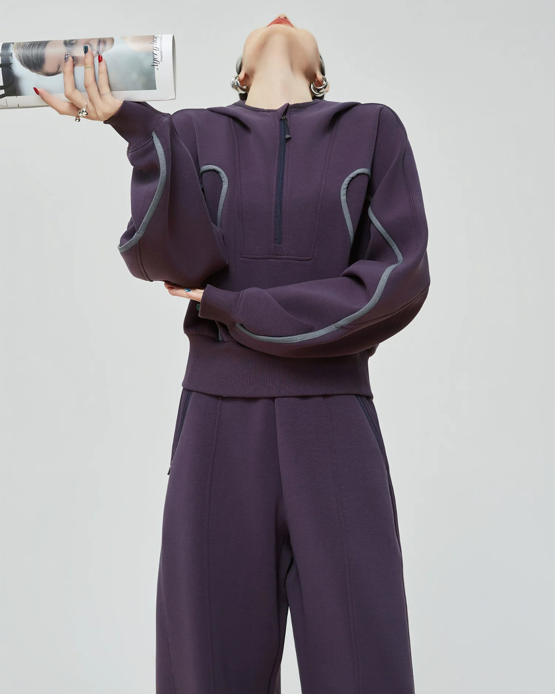 Half-Zip Sailor Collar Tops / Wide Sweatpants FER0383