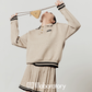 Cream Beige Knit Top / Pleated Skirt LLA0544