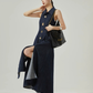 Gold Button Denim Sleeveless Dress FER0132