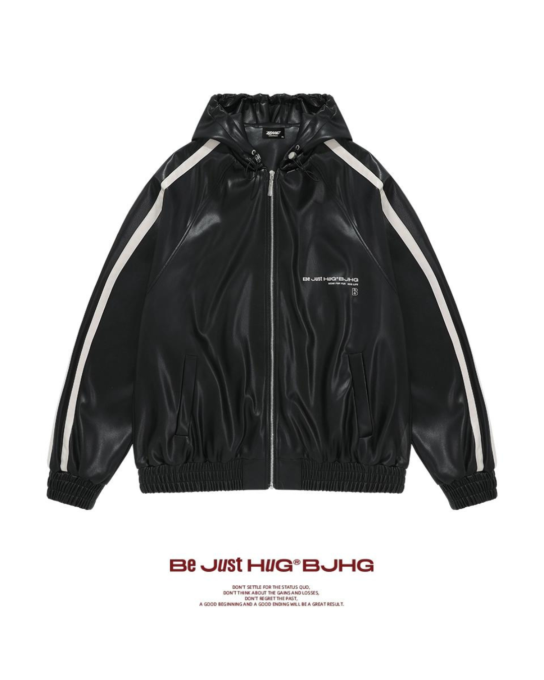 Sporty Hooded Leather Jacket BJH0008