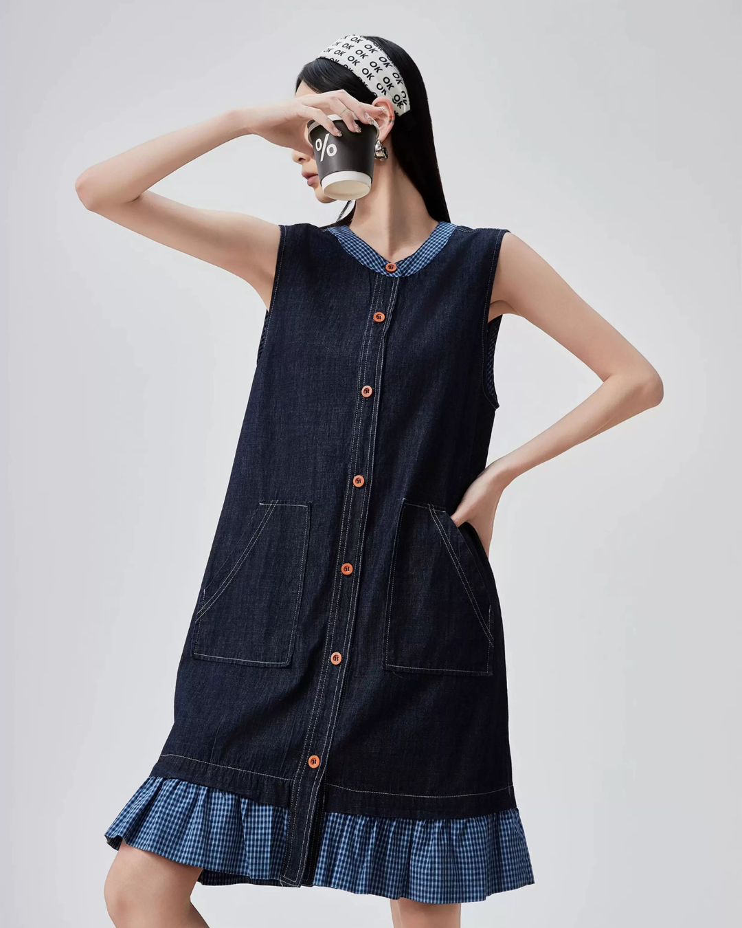 Gingham Check Sleeveless Mini Dress FER0280