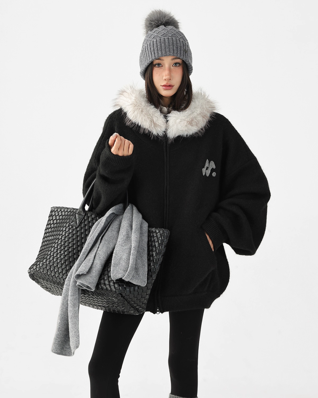 Fur Hood Knit Hoodie ACS0344