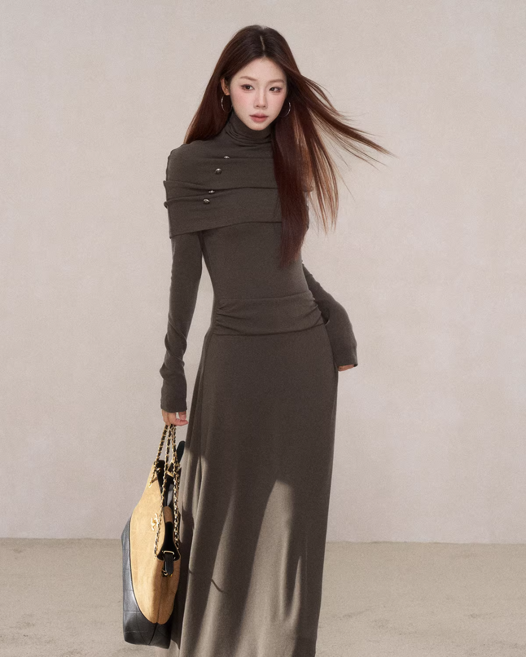 Drapey Long Sleeve Dress WDB0011