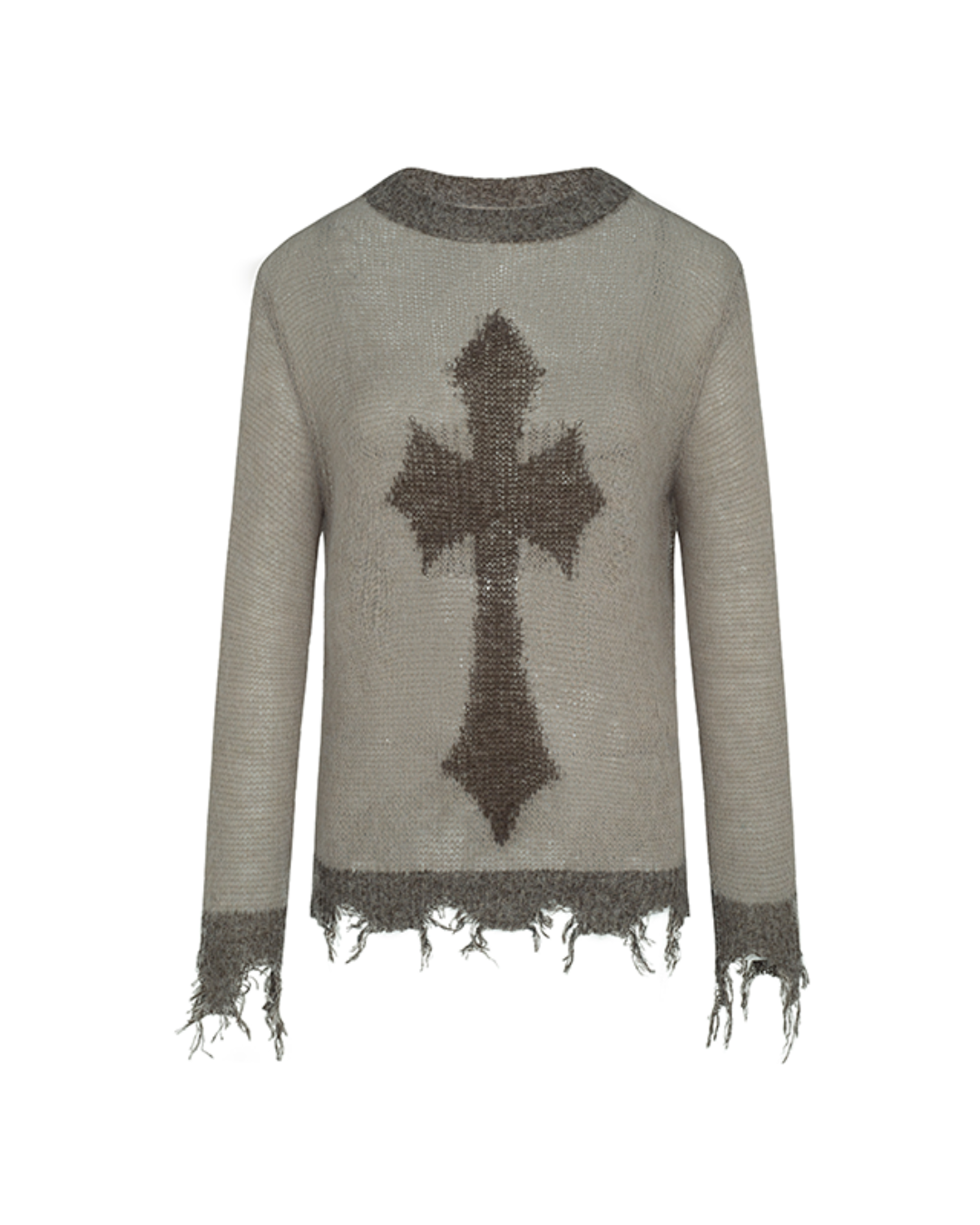 Cross Damage Long Sleeve Knit SAP0012