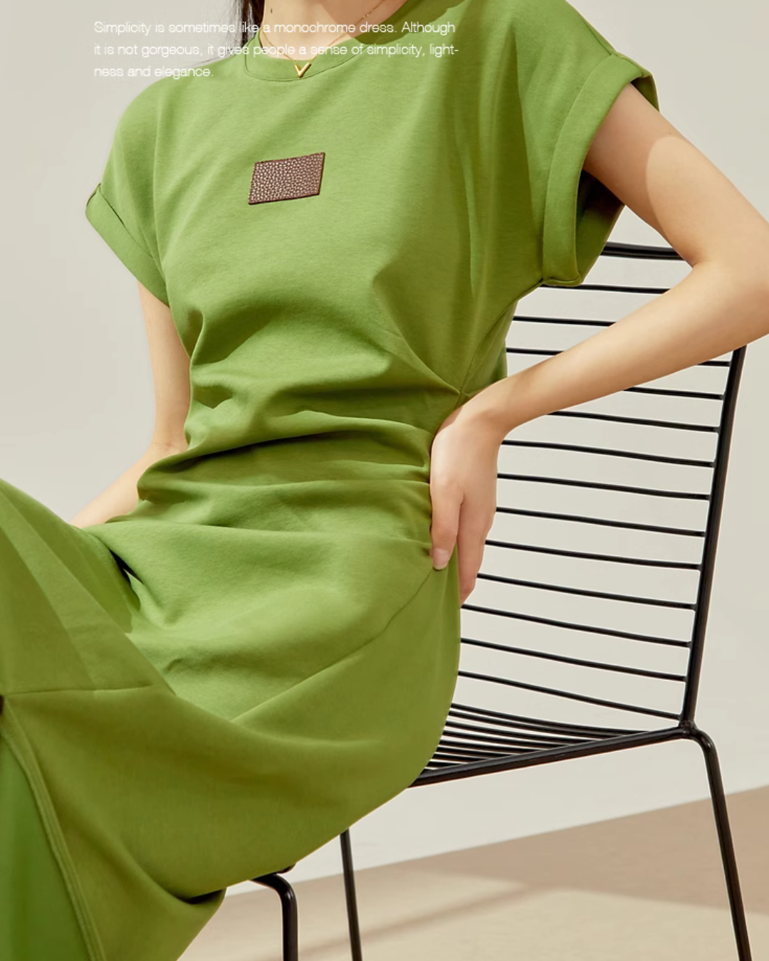 Green Waist Slim T-shirt Dress LLA0107