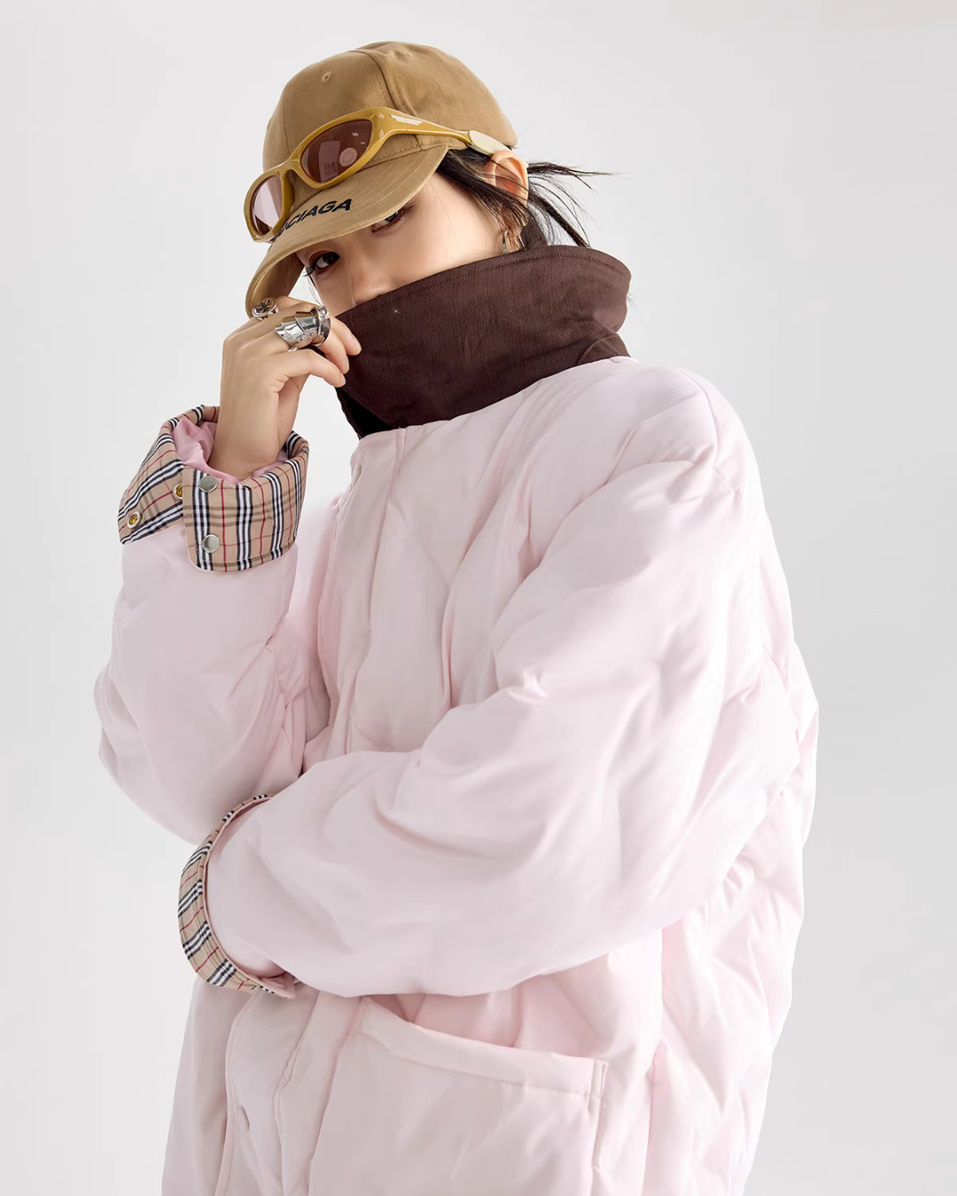 Color Block Collar Down Jacket ICM0108