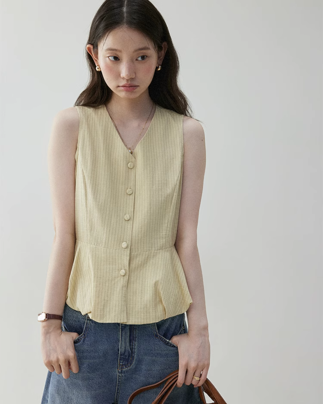 V-Neck Flare Stripe Vest VOE0004