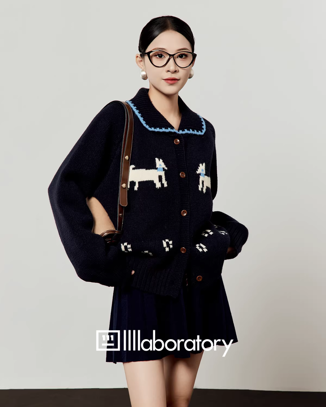 Puppy Jacquard Knit Cardigan/Mini Skirt LLA0608
