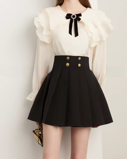 High-Waist Gold Button Skirt DPY0071