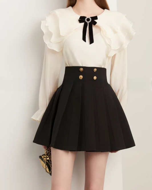 High-Waist Gold Button Skirt DPY0071