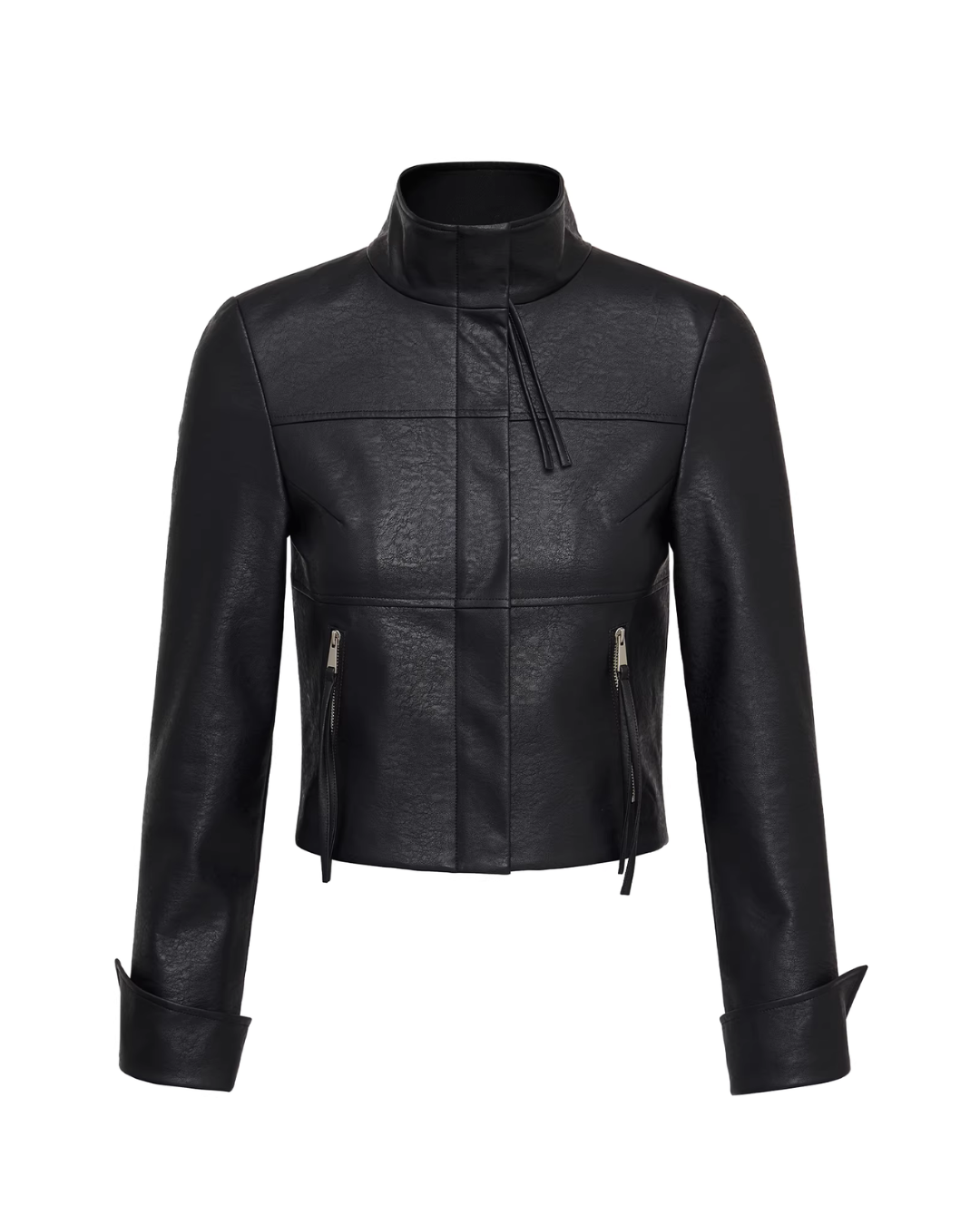 Leather Stand Collar Short Jacket IMX0005