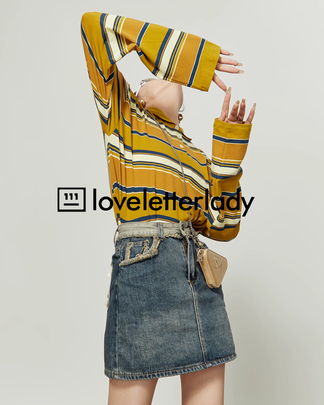 Polo Neck Yellow Striped Shirt LLA0264