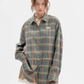 Green Plaid Drawstring Waist Shirt ZZF0360