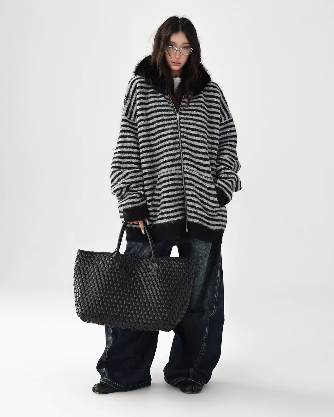 Striped Wool Loose Hoodie ACS0350