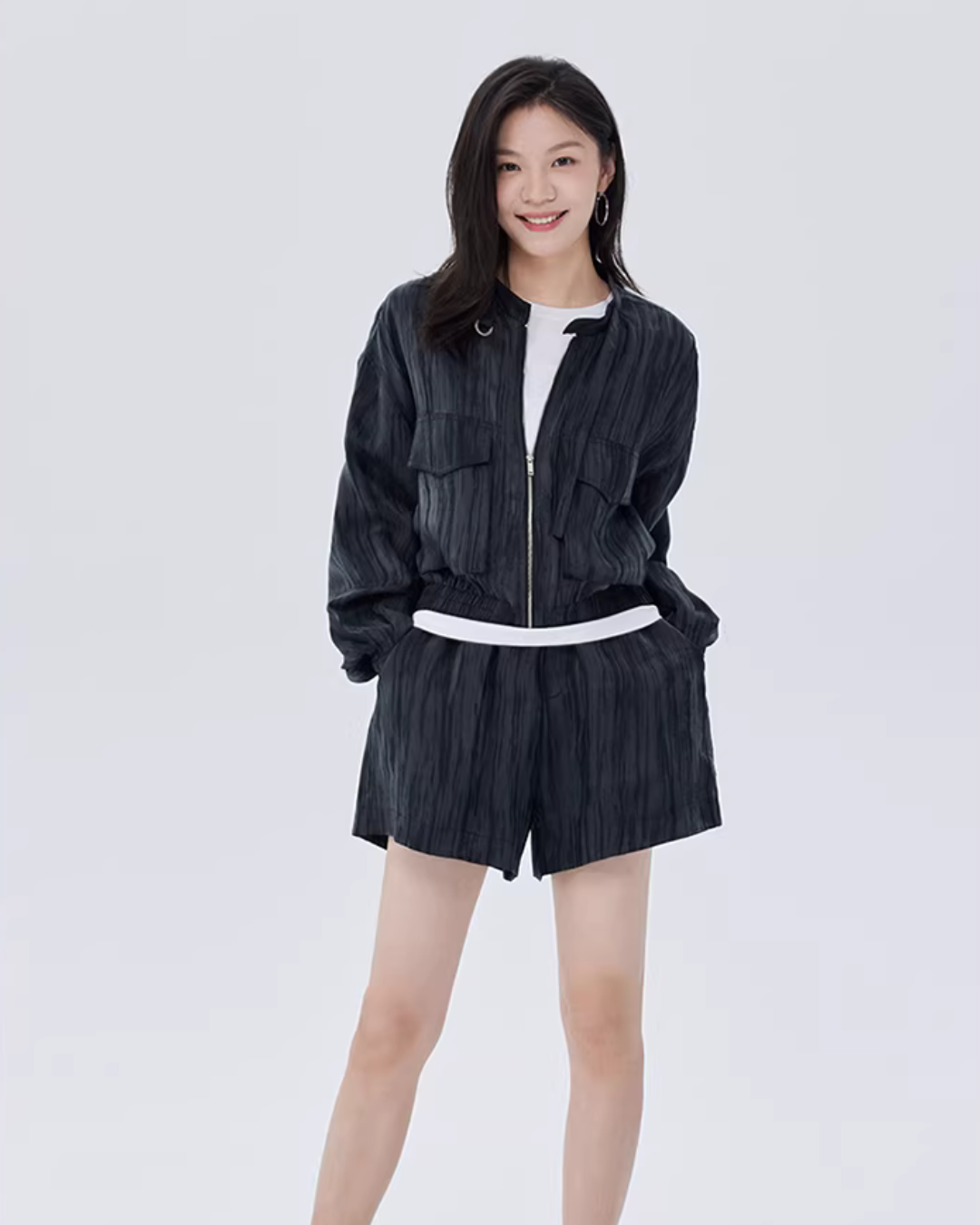 Round Neck Zip-Up Short Jacket SHN0022