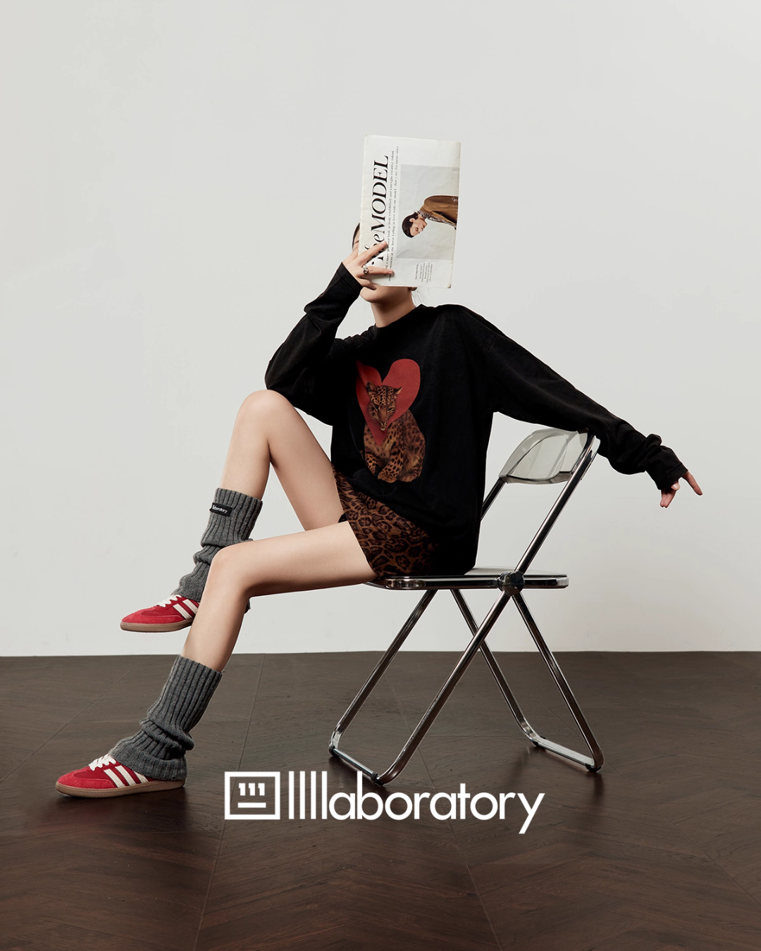 Heart Leopard Long Sleeve T-Shirt / Leopard Skirt LLA0535