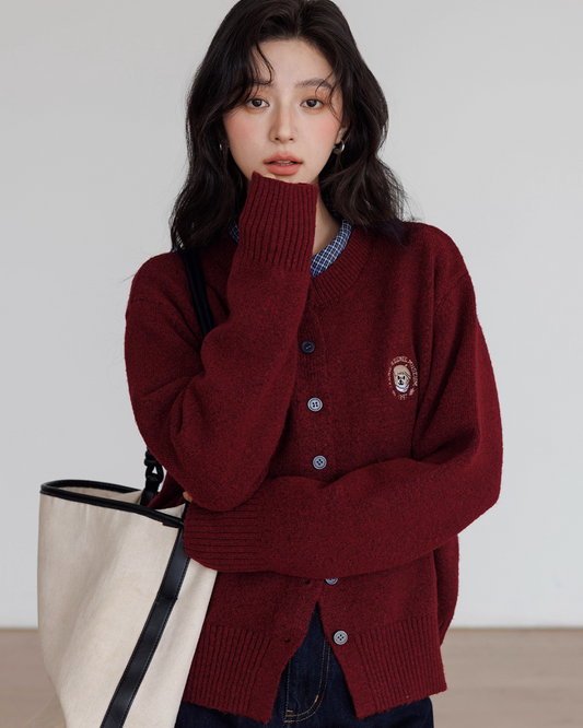 Round Neck Long Sleeve Knit Cardigan VAS0139