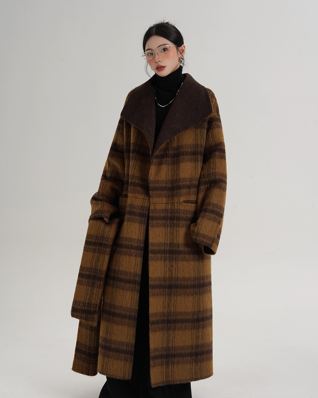 Plaid Long Wool Coat SRS0390