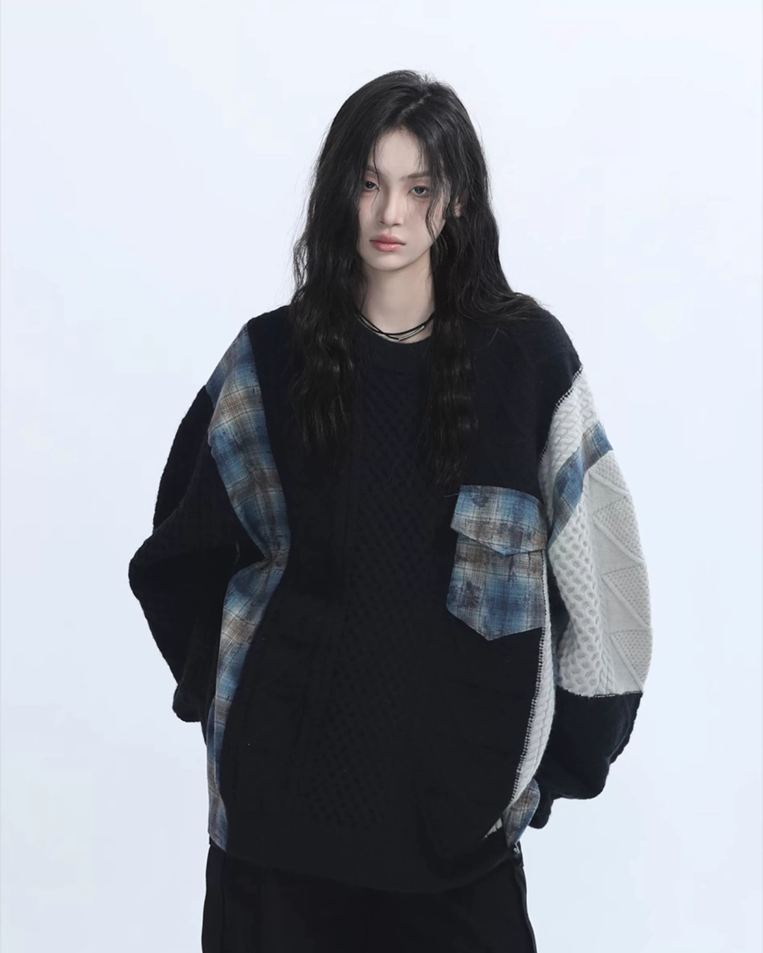 Docking Patchwork Knit Sweater WLS0013